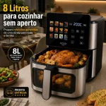 Air Fryer Nora Home Digital 8L Inox 1800W com Visor e Painel Touch - Imagem 6
